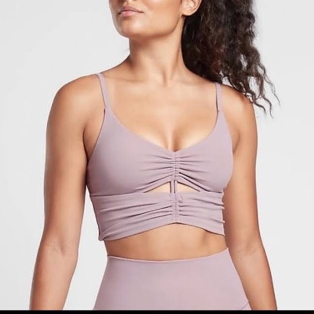 Athleta Cinch Longline Bra D-DD in Flora Mauve
